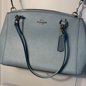Coach leather Baby Blue shimmery handbag